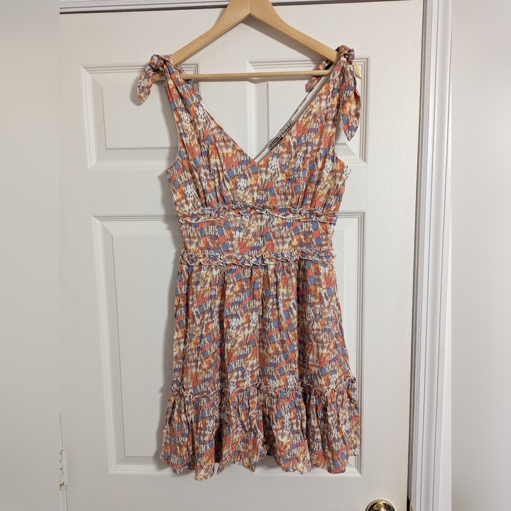 Gypsies & Moondust boho beige , orange & blue Summer  dress size medium